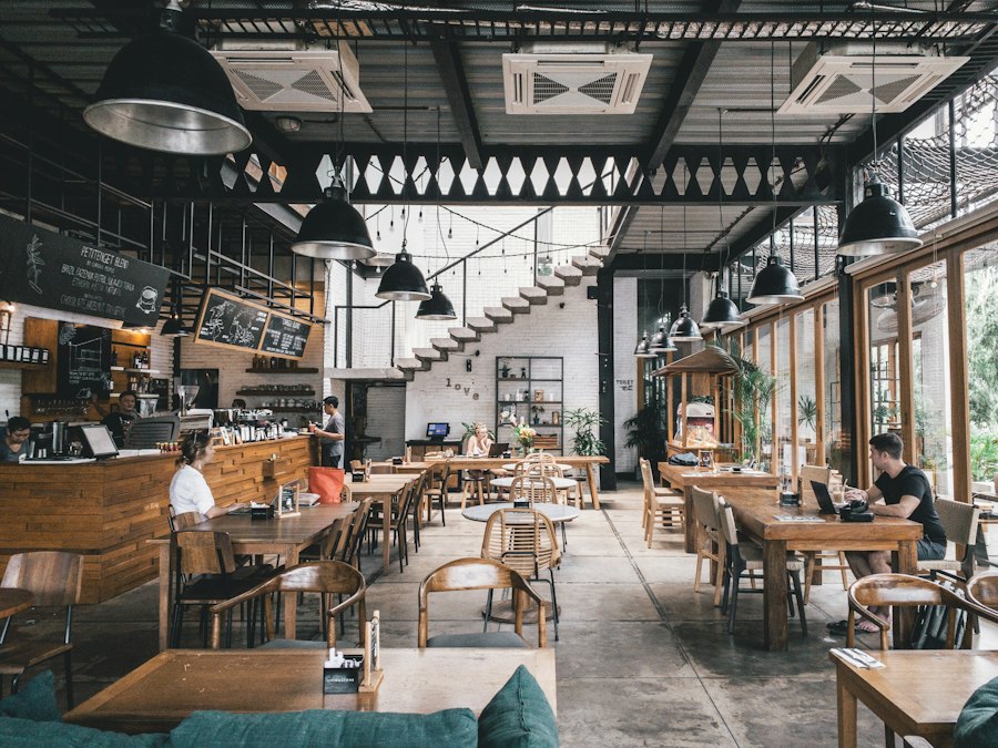 A bright, spacious café interior